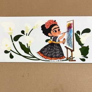 Cute Frida UV DTF Cup wraps 16OZ Art Print with Floral Design